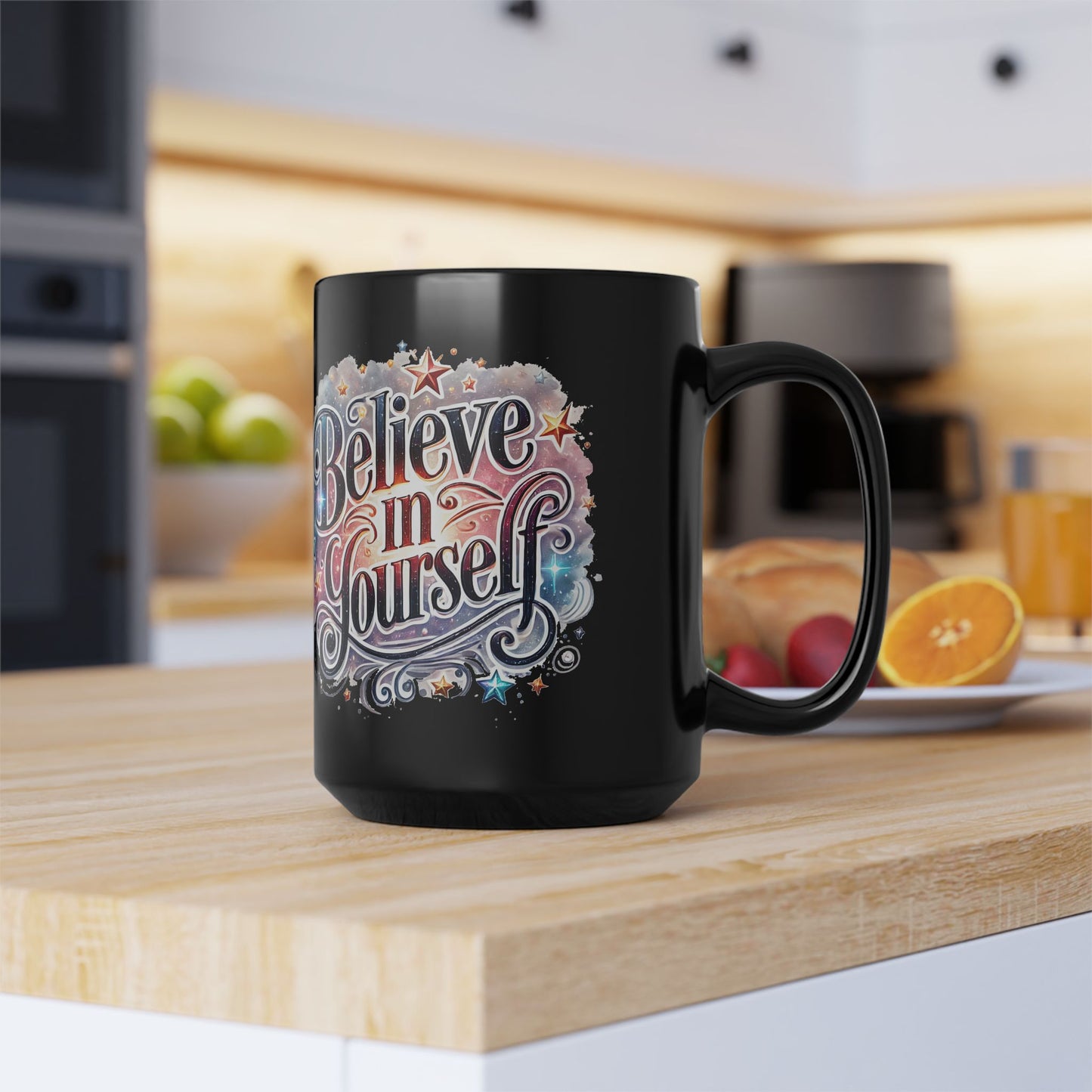 Mug - 15oz Black Coffee Mug with Inspirational Quote