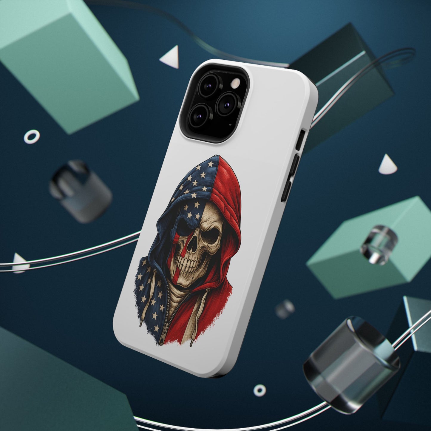 American Flag Skull Phone Case – Impact-Resistant Patriotic iPhone Cover